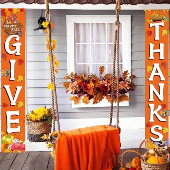 Thanksgiving Signs Banners Fall Decor Front Door Decorations Outdoor Porch Set - Picture 5 of 6